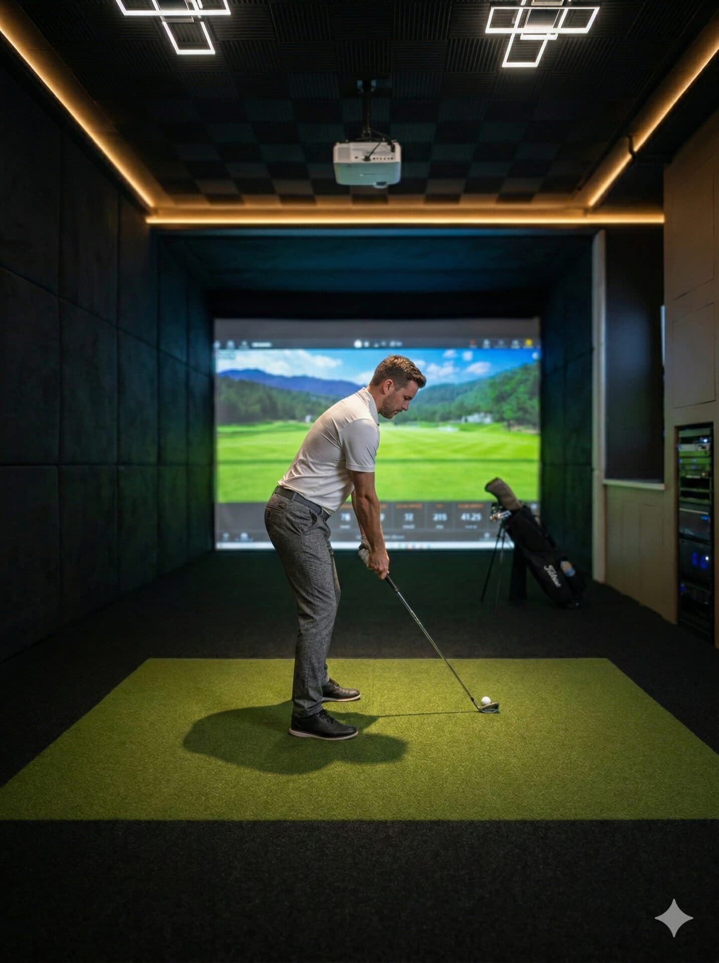 Private golf practice bay
